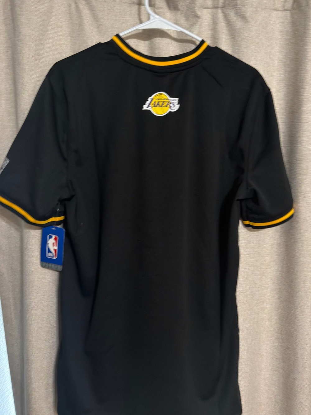 NBA Los Angeles Lakers Black Tee with Yellow Trim and Small Logo